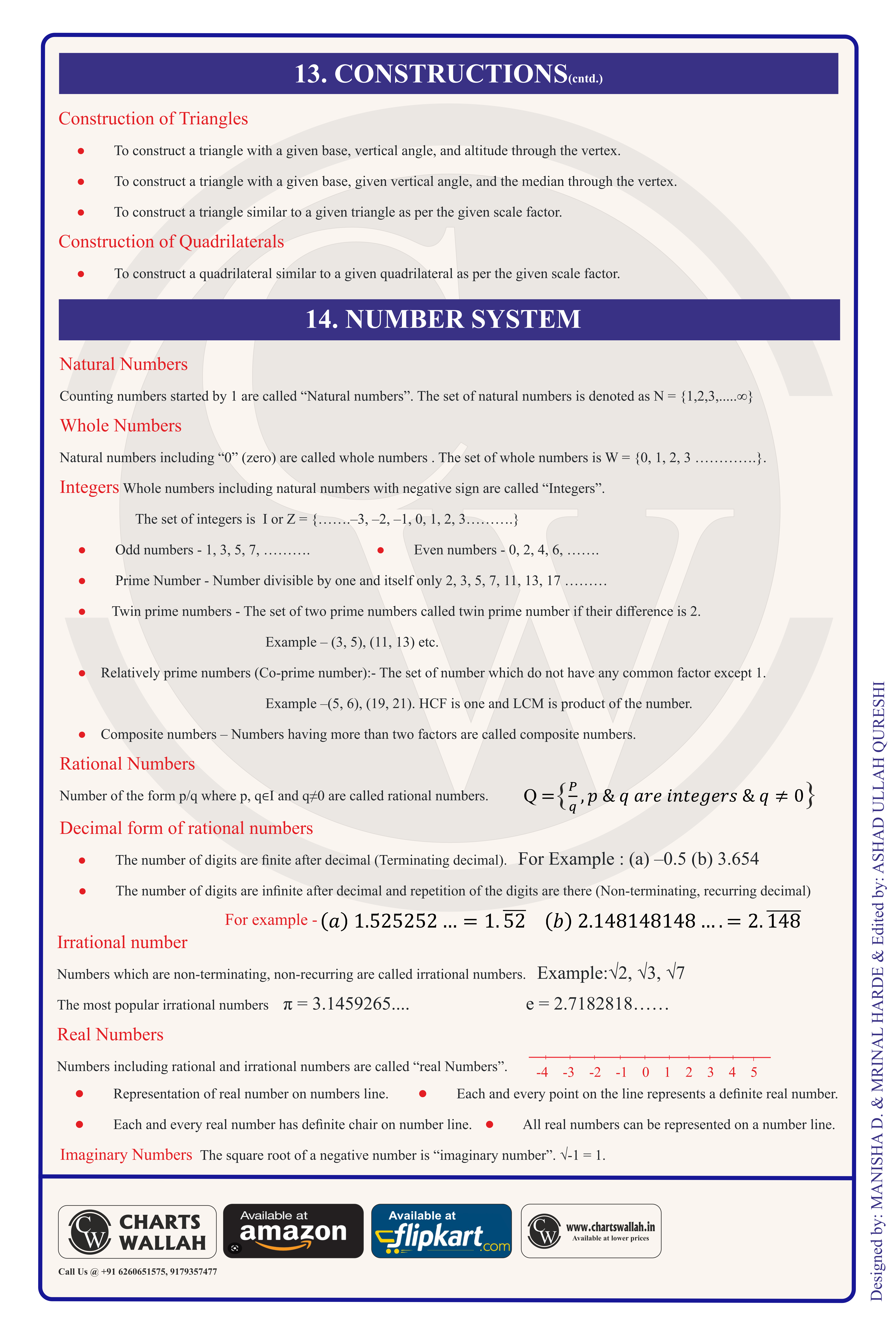 Class 10 Maths Formula Chart 11 — Statistics & Constructions