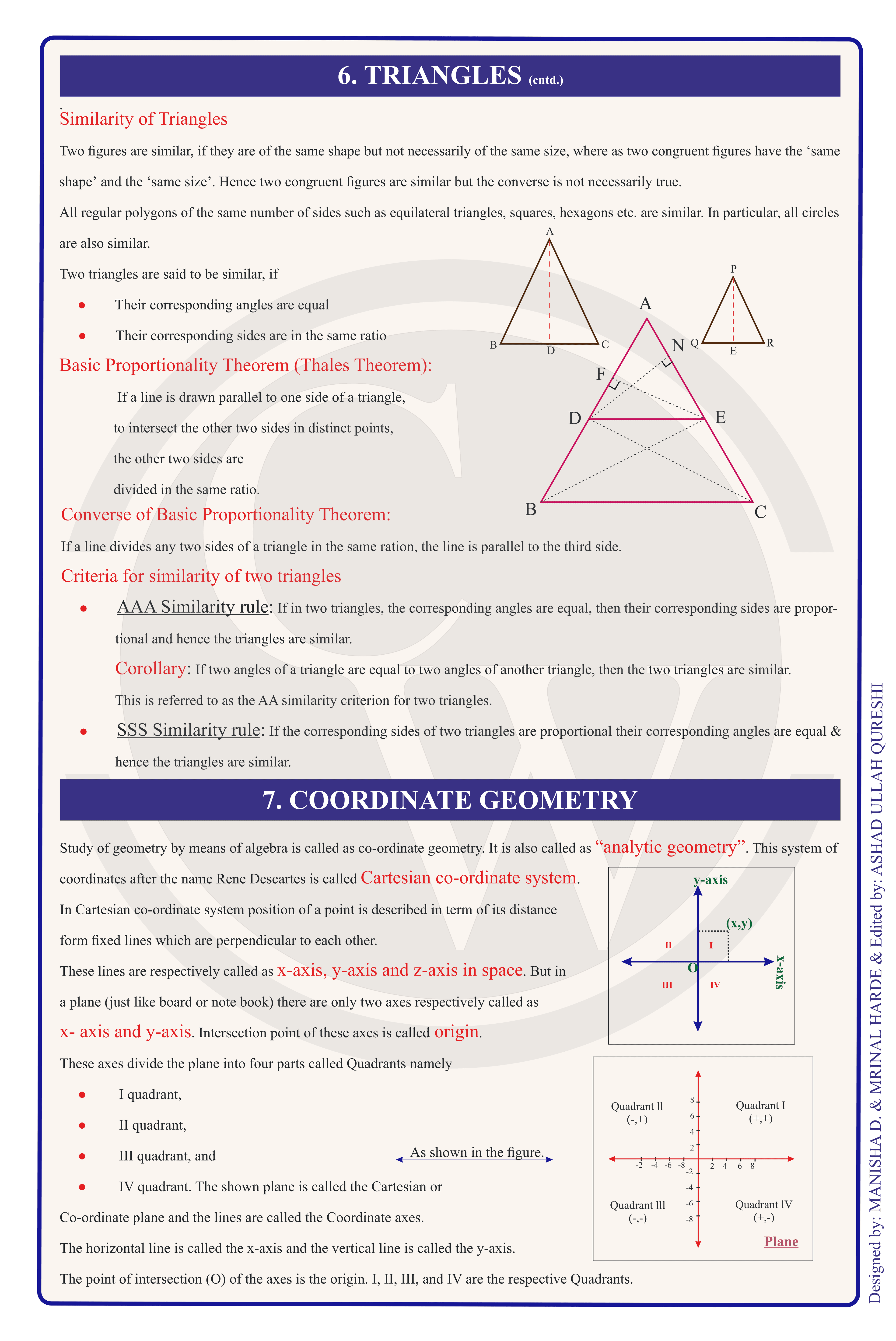 Class 10 Maths Formula Chart 6 — Progressions & Triangles