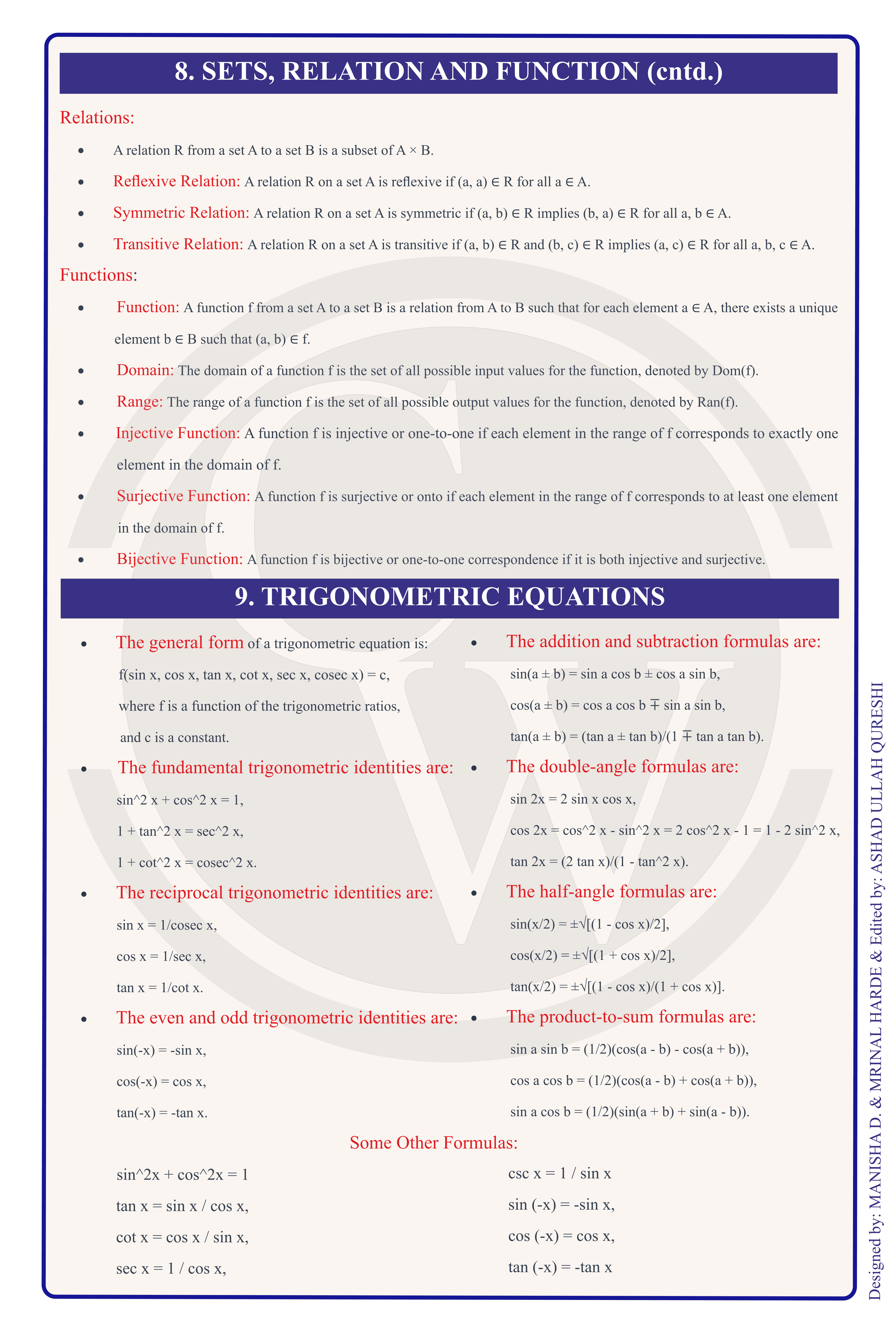 Class 10 Maths Formula Chart 7 — Similar Triangles & Coordinate Geometry
