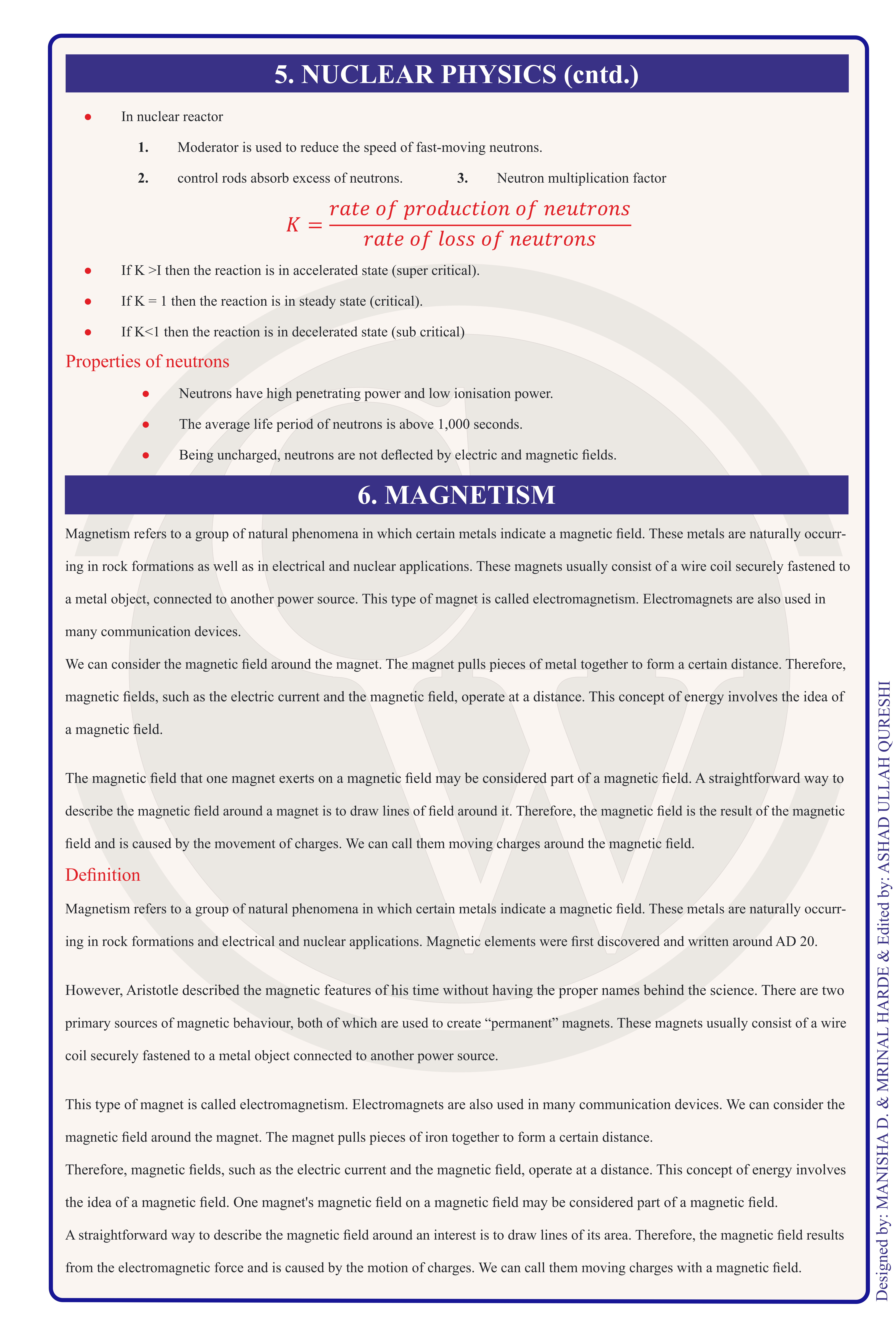 Class 12 Physics Formula Chart 7 — Nuclear Physics & Magnetism